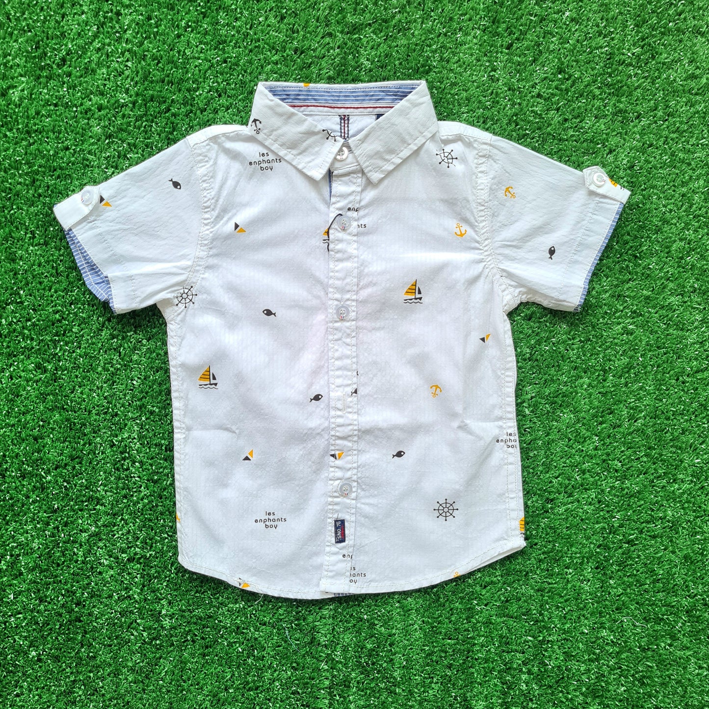 Camisa algodón para niño - Modelito manga corta blanca