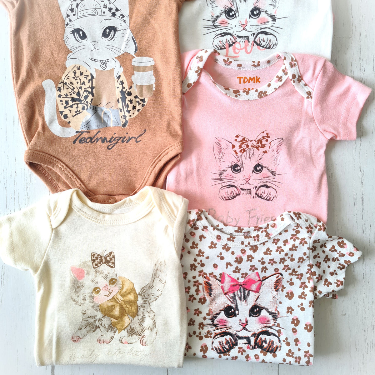 🐼 Pack 5 bodies algodón niña