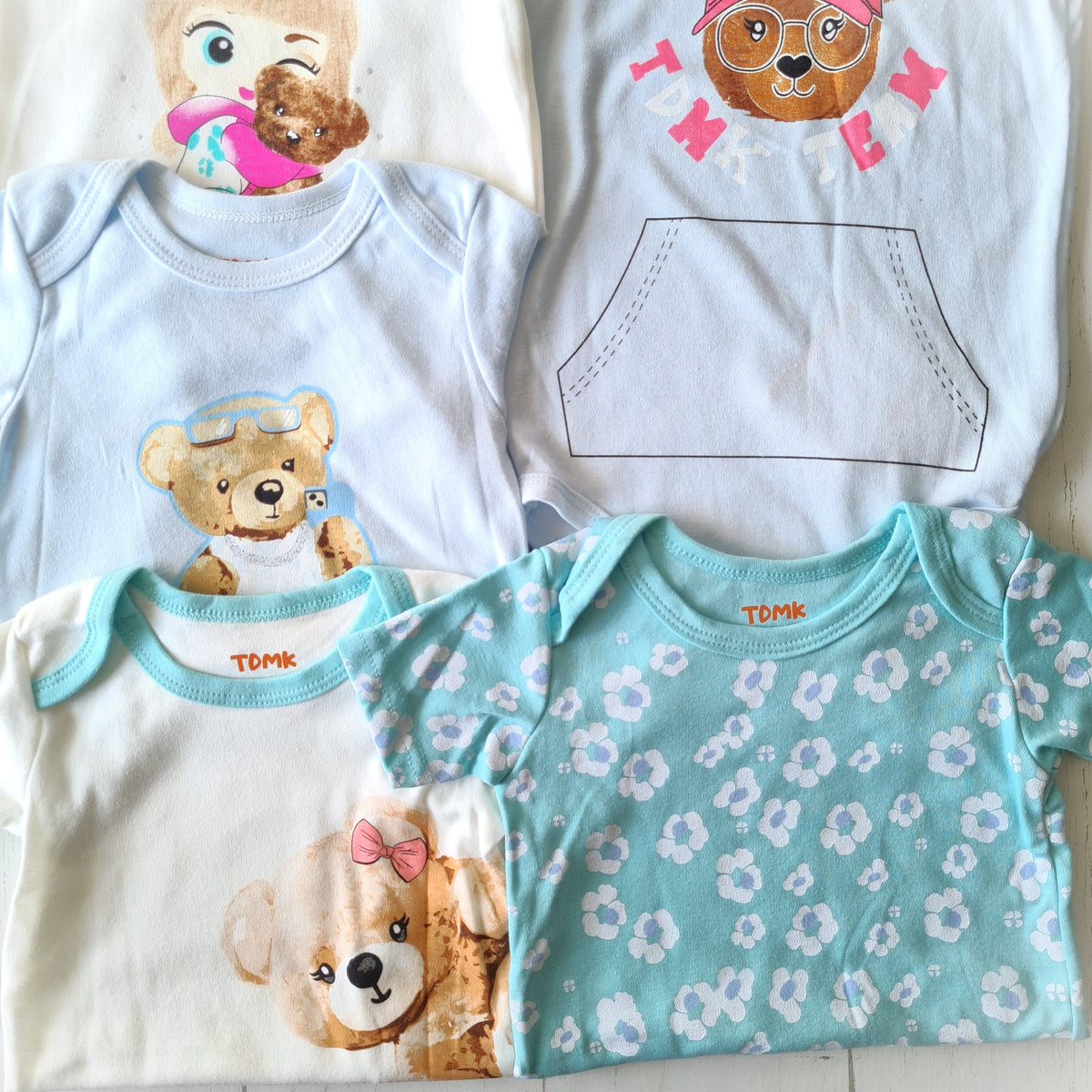 🐼 Pack 5 bodies algodón niña