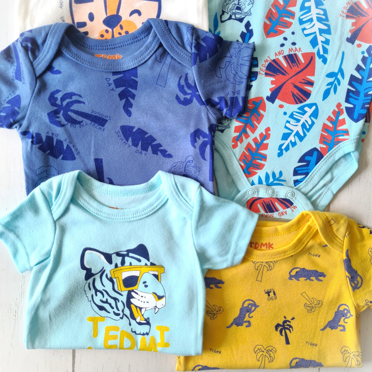 🐼 Pack 5 bodies algodón niño