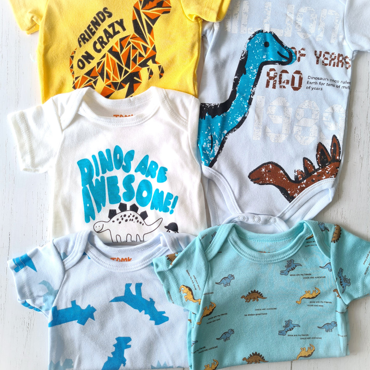 🐼 Pack 5 bodies algodón niño