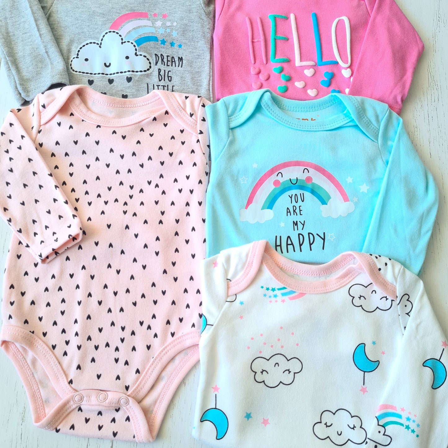 🐼 Pack 5 bodies algodón niña