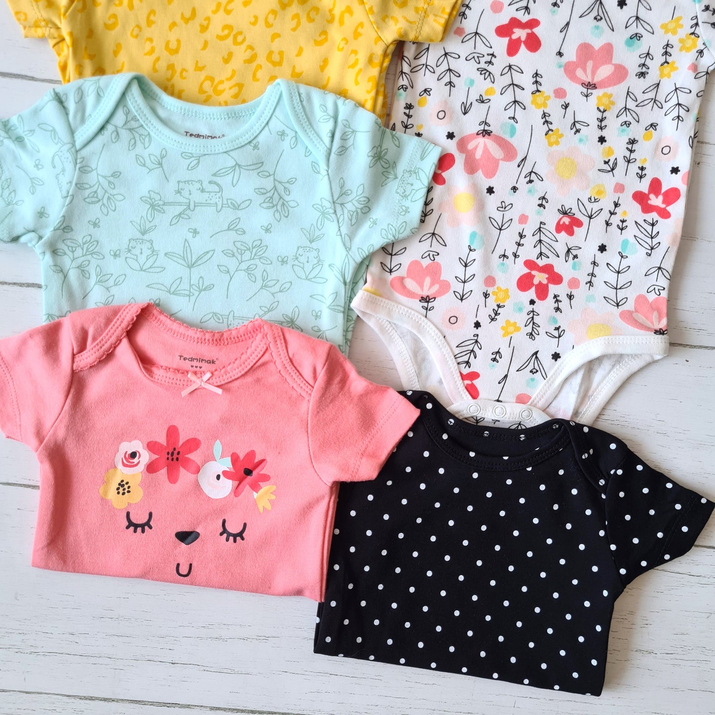 🐼 Pack 5 bodies algodón niña