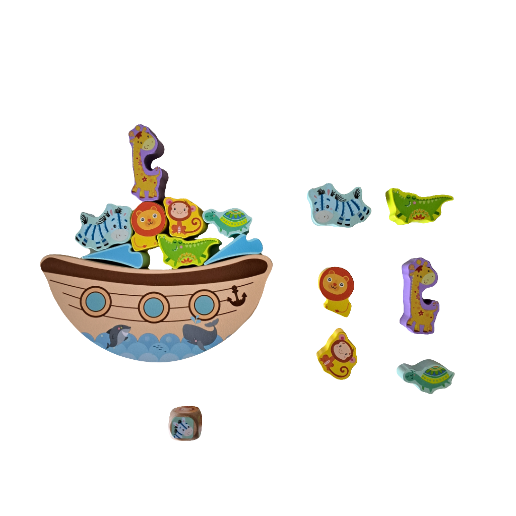 Juego Balancín Barco de Madera con Animales