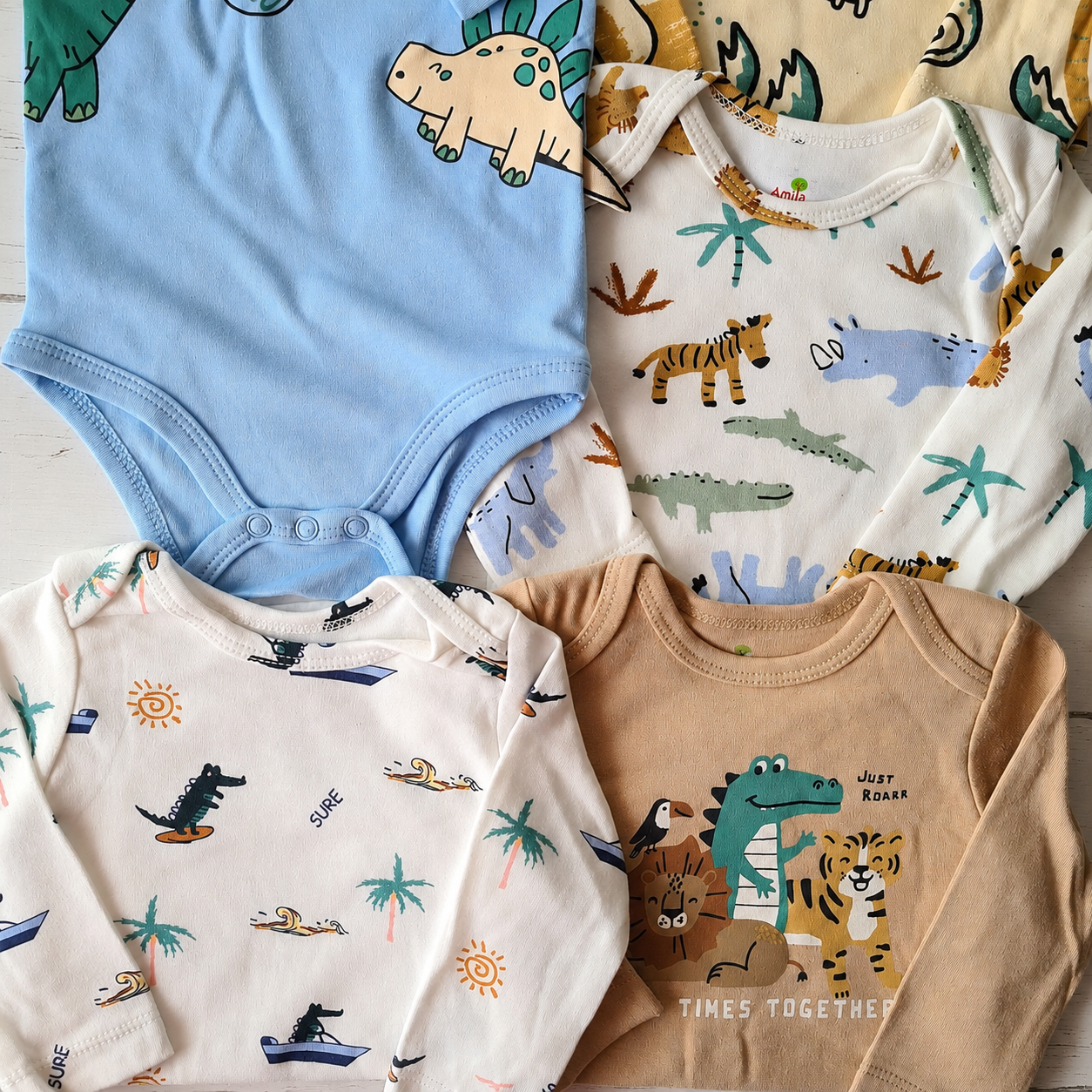 🐼 Pack 5 bodies algodón niño