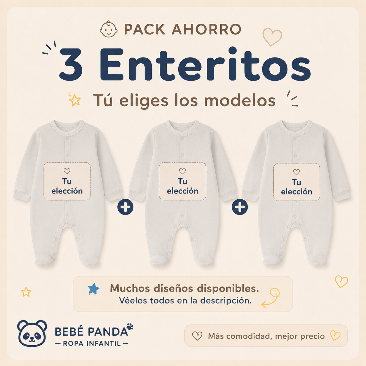 👶 Pack Ahorro 3 Enteritos – Más comodidad, mejor precio