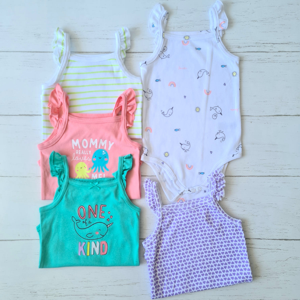 🐼 Pack 5 bodies algodón niña