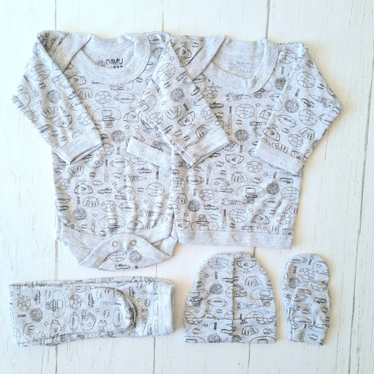 🐼 Ajuar algodón estampado 5 piezas