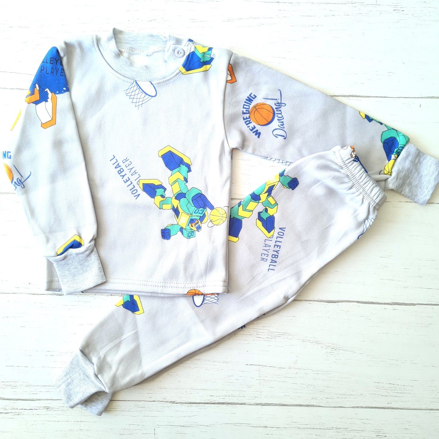 🐼 Pijama algodón plomo con estampados