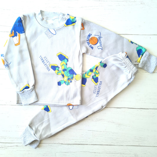 🐼 Pijama algodón plomo con estampados