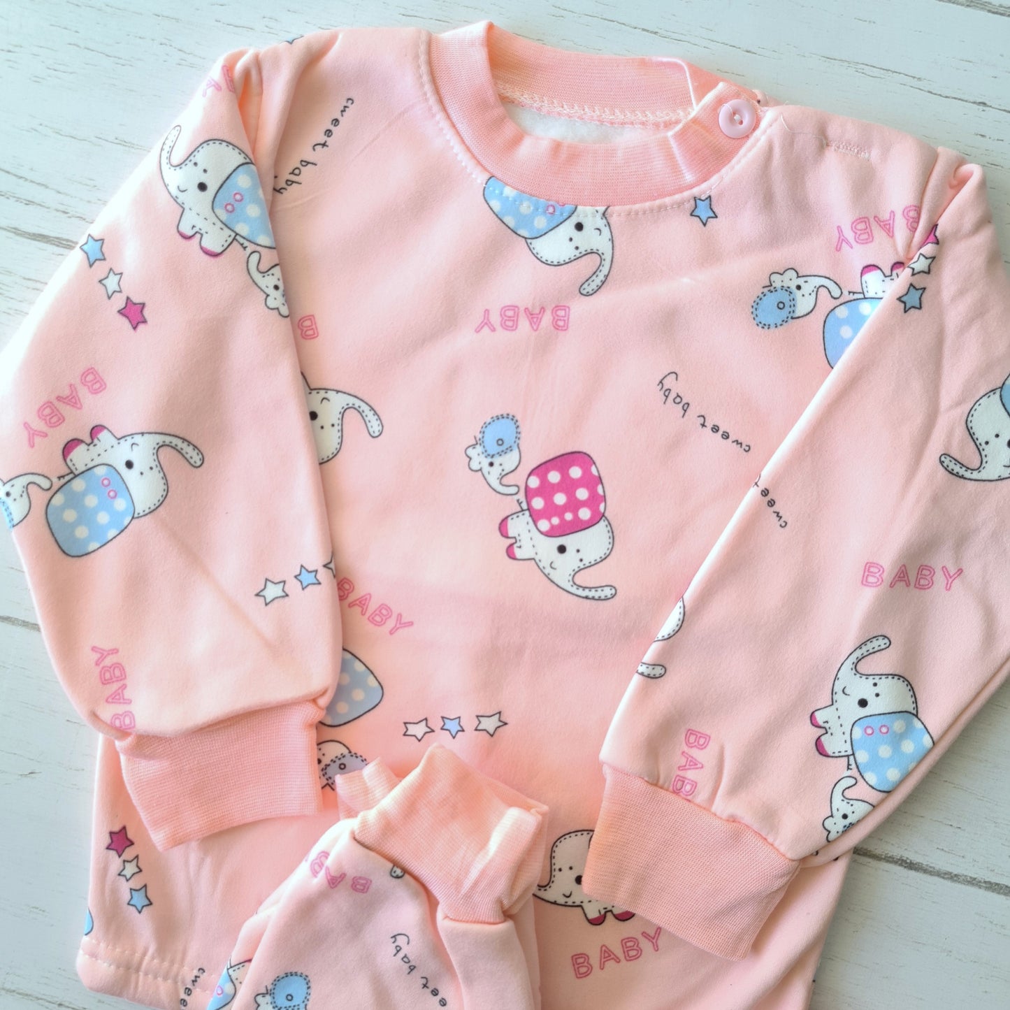 🐼 Pijama Algodón rosada con estampados