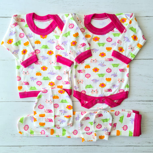 🐼 Ajuar algodón estampado 5 piezas