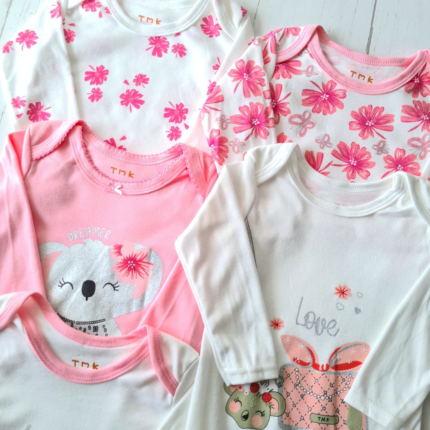 🐼 Pack 5 bodies algodón niña