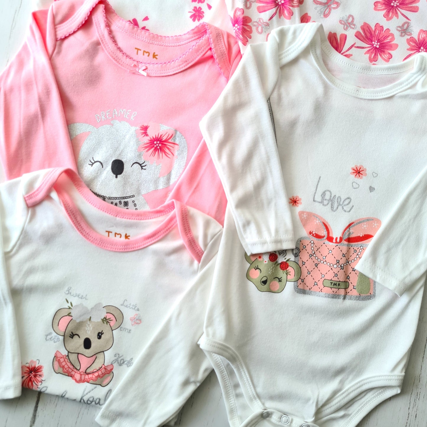 🐼 Pack 5 bodies algodón niña