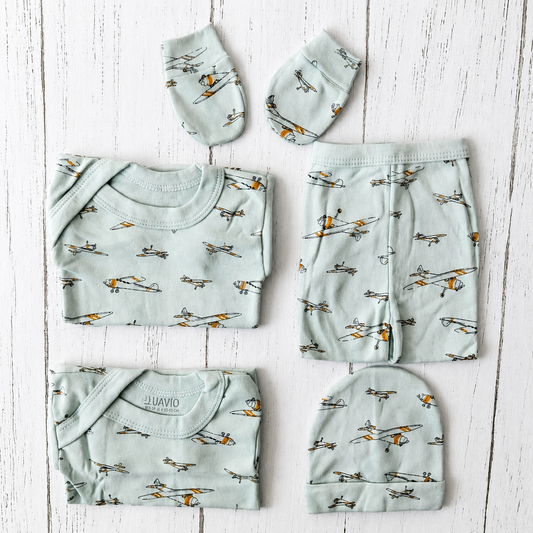 🐼Ajuar algodón estampado 5 piezas