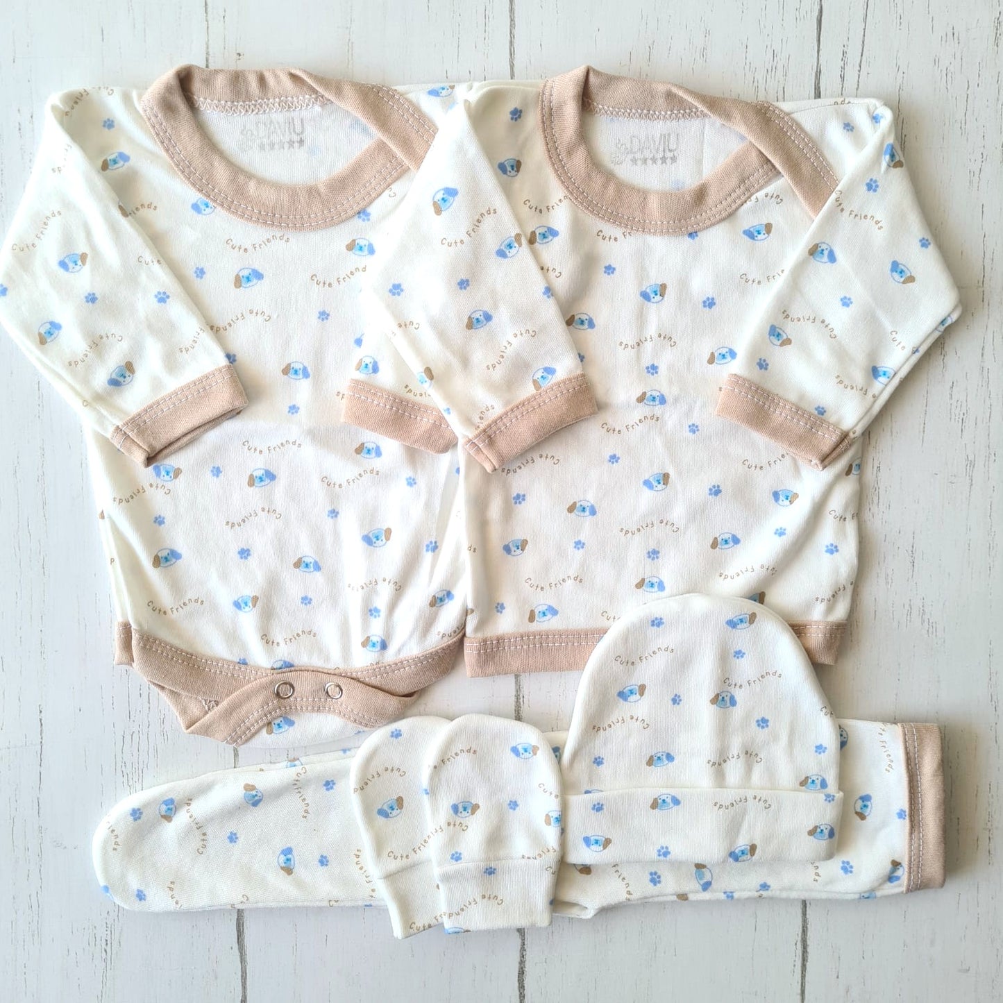 🐼 Ajuar algodón estampado 5 piezas