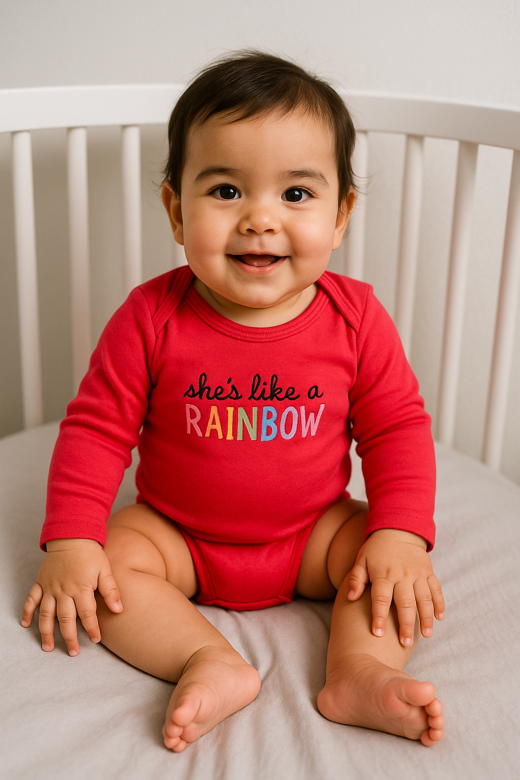 Set de 4 bodies manga larga 100% algodón para bebé niña - Modelitos arcoíris