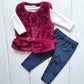 Conjunto 3 piezas 100% algodón abrigado para bebé niña - Diseño Juliet