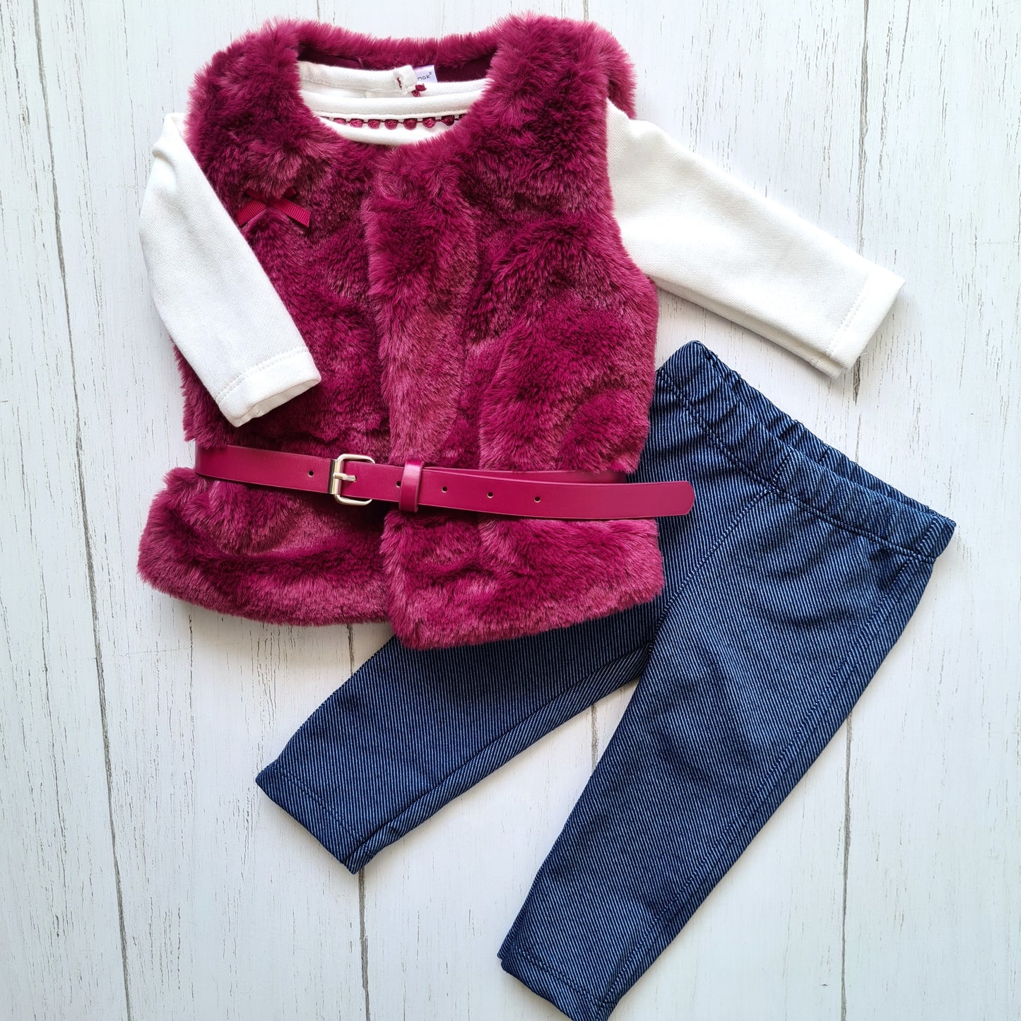 Conjunto 3 piezas 100% algodón abrigado para bebé niña - Diseño Juliet