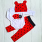 Conjunto 3 piezas 100% algodón fresco para bebé - Modelito chinita rojo