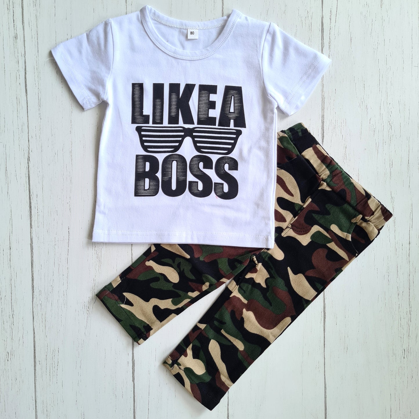 Conjunto 2 piezas algodón para bebé niño - Diseño camuflado
