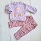 Conjunto 2 piezas 100% algodón fresco para bebé niña - Diseño arcoíris lila