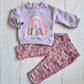 Conjunto 2 piezas 100% algodón fresco para bebé niña - Diseño arcoíris lila