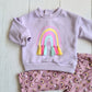 Conjunto 2 piezas 100% algodón fresco para bebé niña - Diseño arcoíris lila