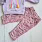 Conjunto 2 piezas 100% algodón fresco para bebé niña - Diseño arcoíris lila