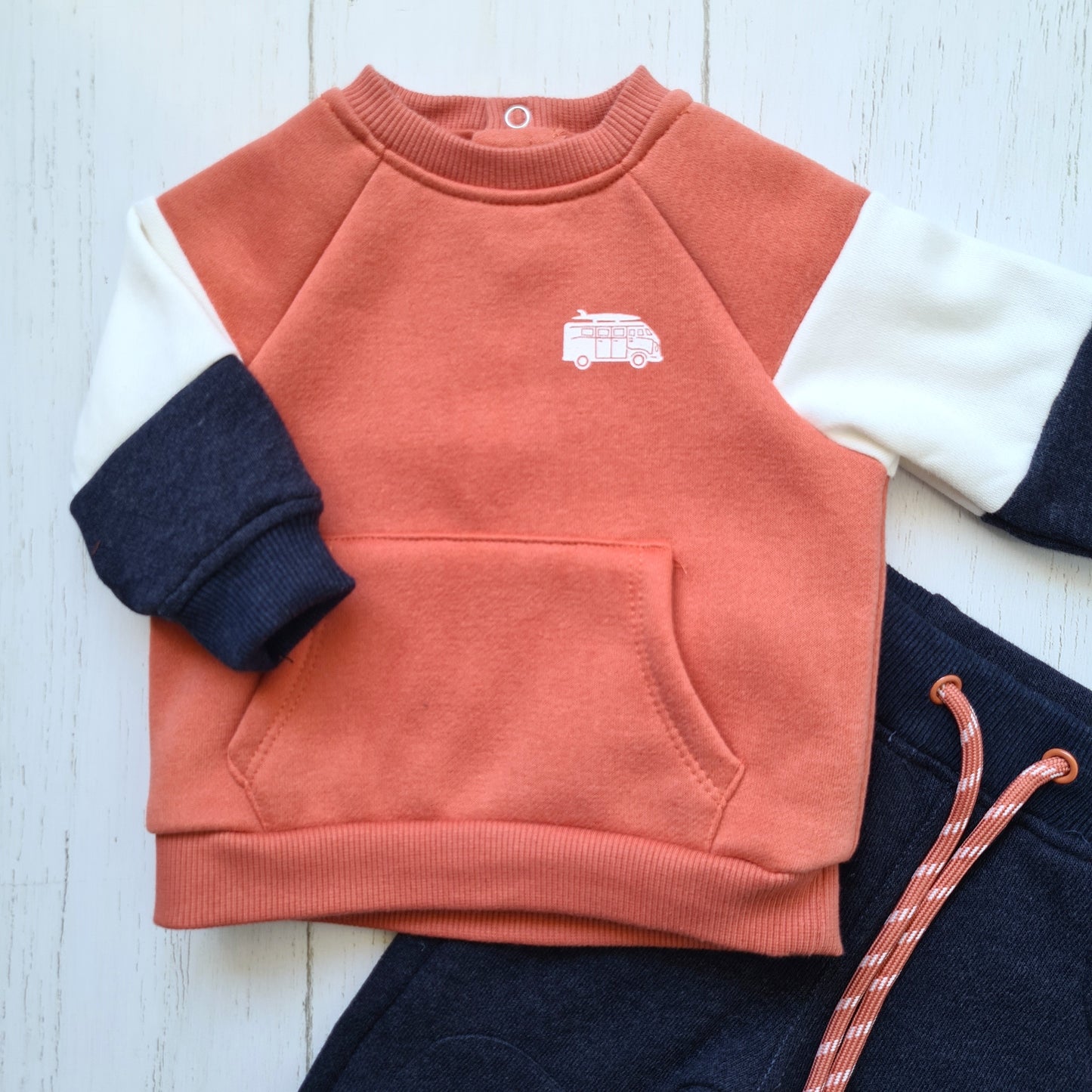 Conjunto 2 piezas 100% algodón abrigado para bebé niño - Modelito de tonos cafés
