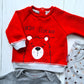 Conjunto 3 piezas 100% algodón abrigado para bebé varón - Modelito osito rojo