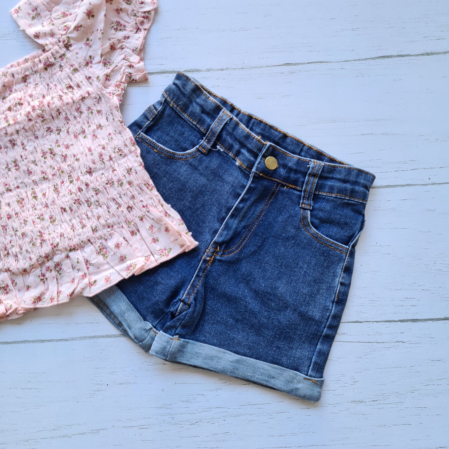Conjunto 2 piezas algodón para niña - Diseño floreado