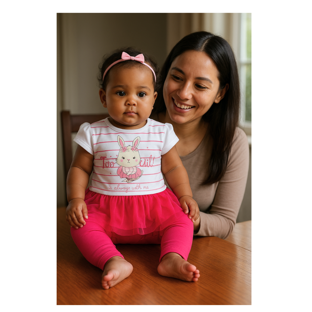 Conjunto 2 piezas 100% algodón para bebé hembra - ¡Último en stock!