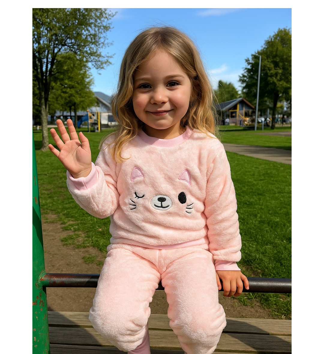 Conjunto 2 piezas plush abrigado para niña -  ¡Últimos unidades disponibles!