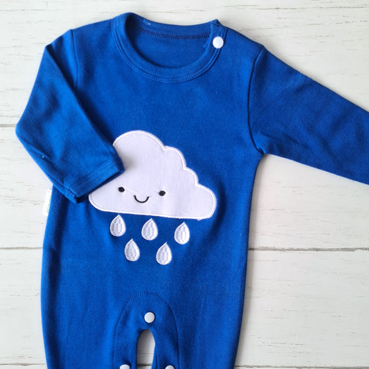 Enterito 100% algodón para bebé - Diseño nube azul