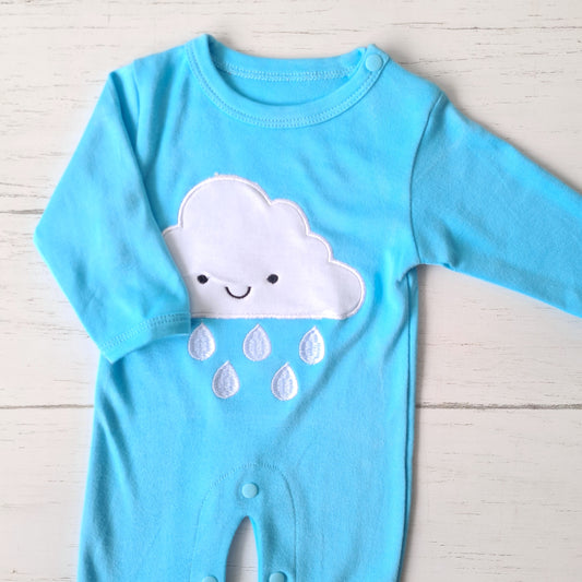 Enterito 100% algodón para bebé - Diseño nube celeste