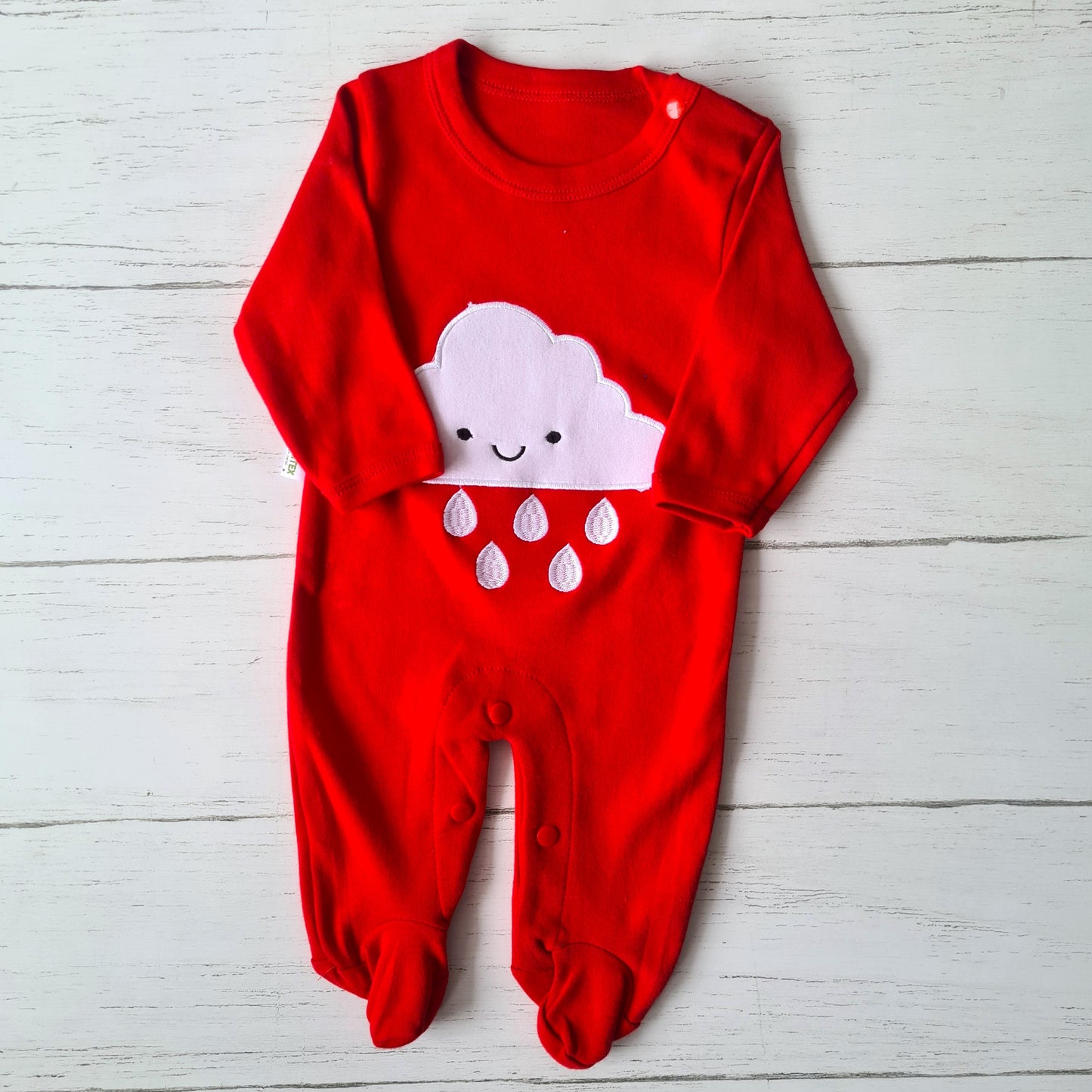Enterito 100% algodón para bebé - Diseño nube roja
