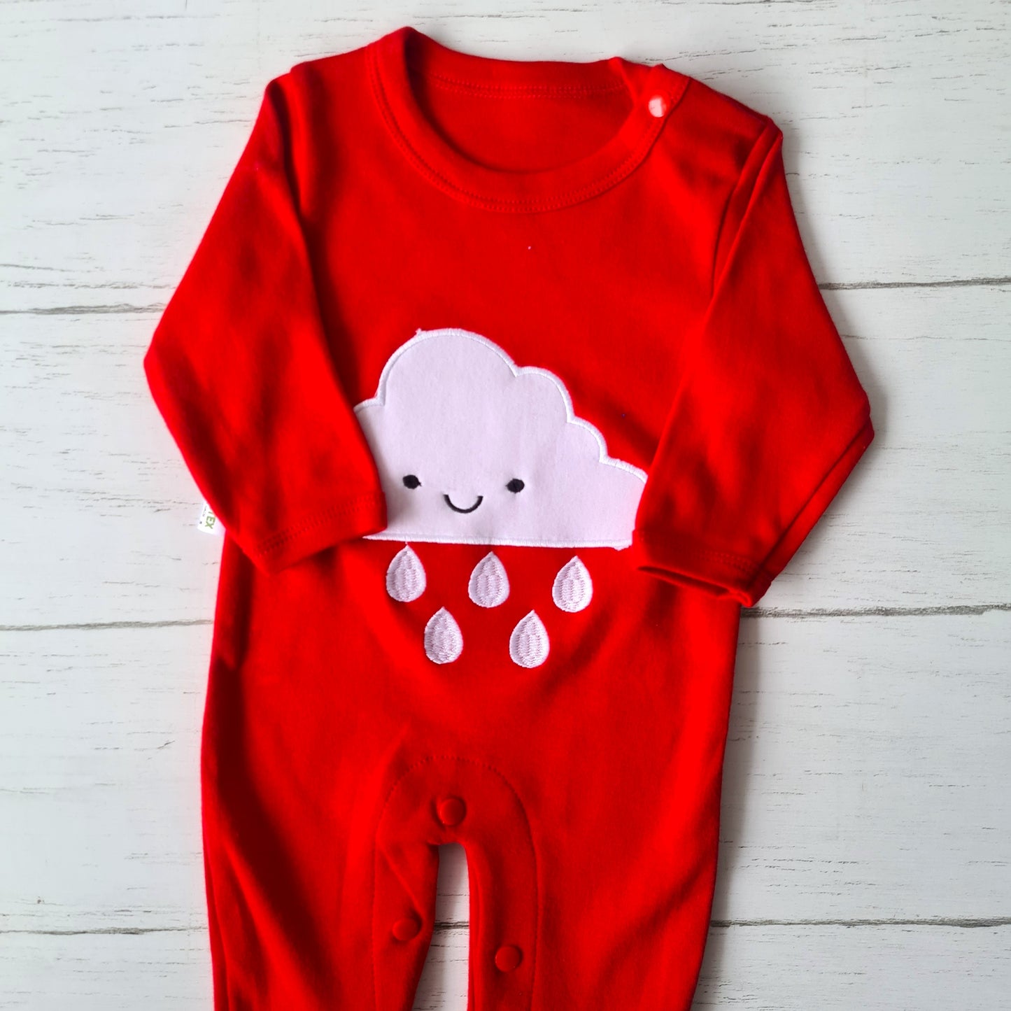 Enterito 100% algodón para bebé - Diseño nube roja