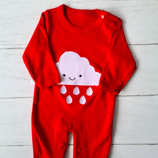 Enterito 100% algodón para bebé - Diseño nube roja