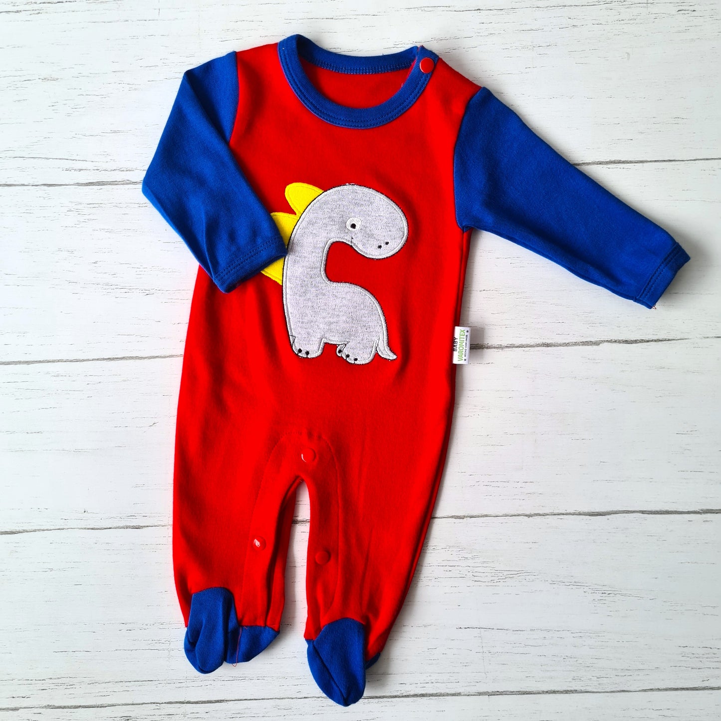 Enterito 100% algodón para bebé - Modelito dinosaurio rojo