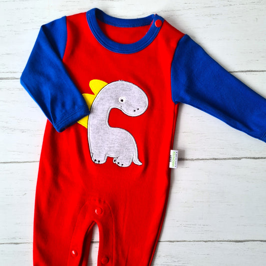 Enterito 100% algodón para bebé - Modelito dinosaurio rojo