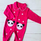 Enterito 100% algodón para bebé - Modelito panda fucsia