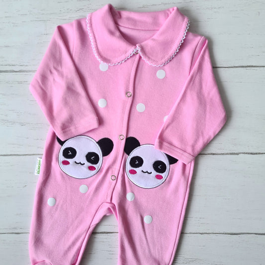 Enterito 100% algodón para bebé - Modelito panda rosa