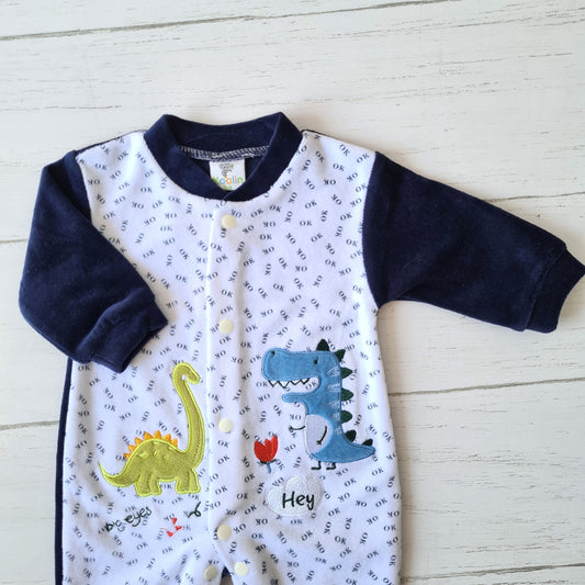 Enterito abrigado 100% plush para bebé - Diseño dinosaurios