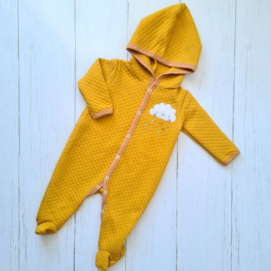 Enterito abrigado 100% algodón para bebe - modelito nube mostaza