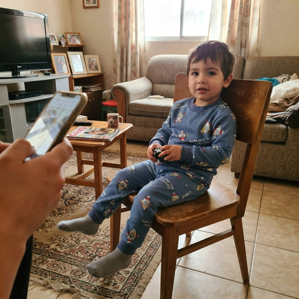 🐼 Pijama algodón azul con estampados
