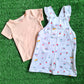 Conjunto 2 piezas 100% algodón para bebé niña - Modelito jardinera blanca floreada
