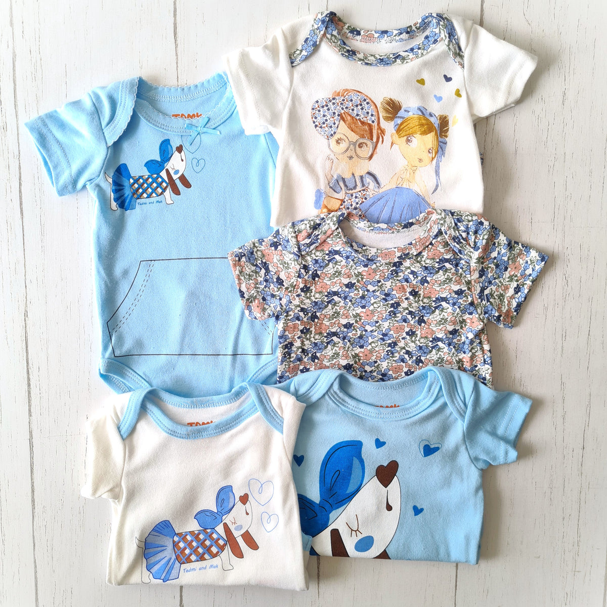 🐼 Pack 5 bodies algodón niña