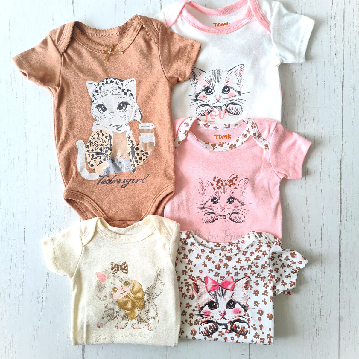 🐼 Pack 5 bodies algodón niña