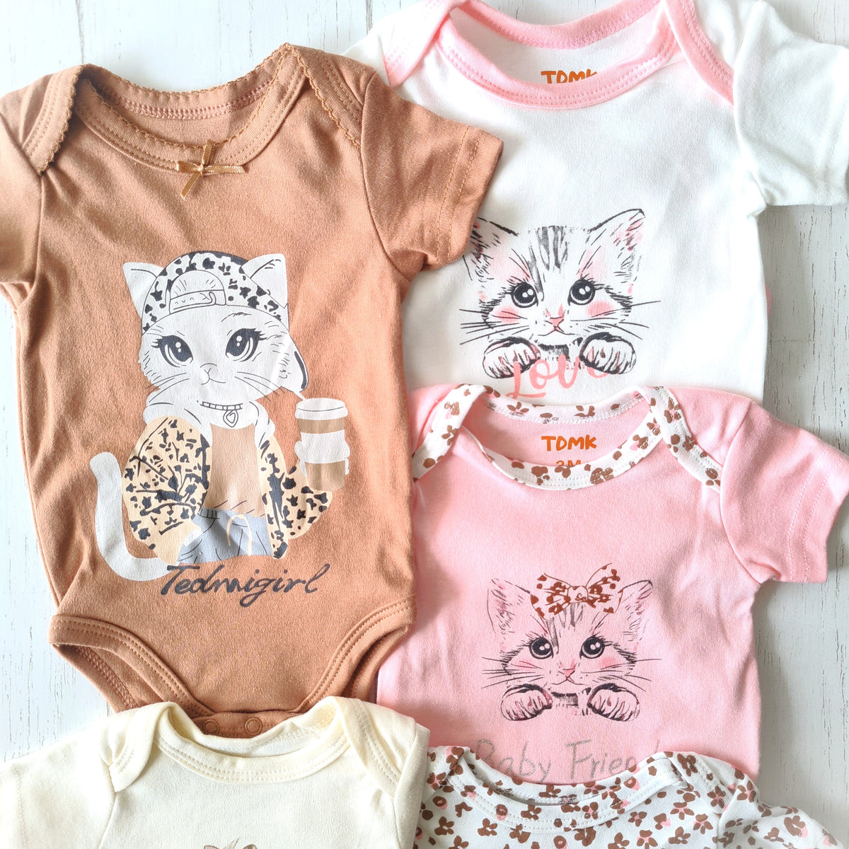 🐼 Pack 5 bodies algodón niña